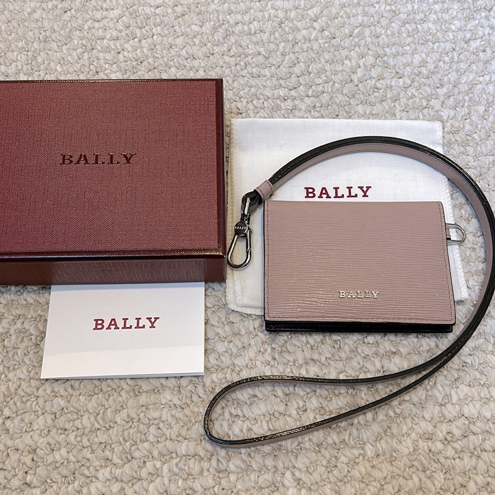 Authentic Bally card badge holder with strap